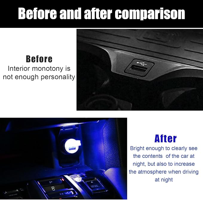 2 PCS USB LED Car Interior Atmosphere Lamp, Portable Mini LED Night Light, Plug-in USB Interface Trunk Ambient Lighting Kit, Universal Interior Car Accessories (Blue) - Image 5