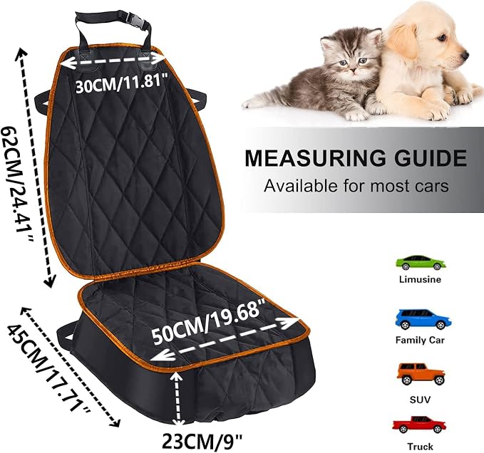 AsFrost Dog Car Seat Cover for Cars SUVs Trucks, Thicked 600D Oxford Heavy Duty Waterproof Front Car Seat Covers for Dogs Durable Nonslip Padded Pet Car Seat Protector with Side Flaps, 2 Pack | Thicked 600D Oxford,Heavy Duty, Waterproof,Durable, Nonsli... - Image 2