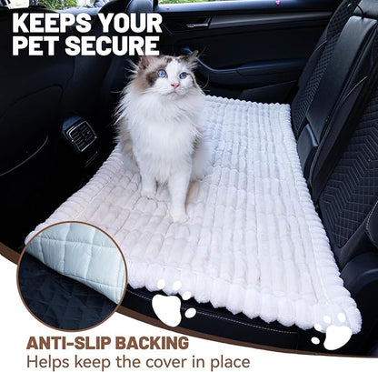 Dog Car Seat Waterproof Bed Cover Back Seat White 23.6”x51” | Nonslip Soft Comfortabl Pet Bed Mat Car Blanket for Travel Backseat Extender Seat Covers Dog Bed for Cars Trucks and SUVs - Image 3