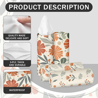 Arttown Car Tissue Holder for Cup Holder Facial Tissues 12 Pack Boho Floral | Bulk 3-Ply,Refillable Marble Print Cylinder Tissue Boxes,Fit Car Home Office School (600 Sheets Total,50 Sheets Each) - Image 6
