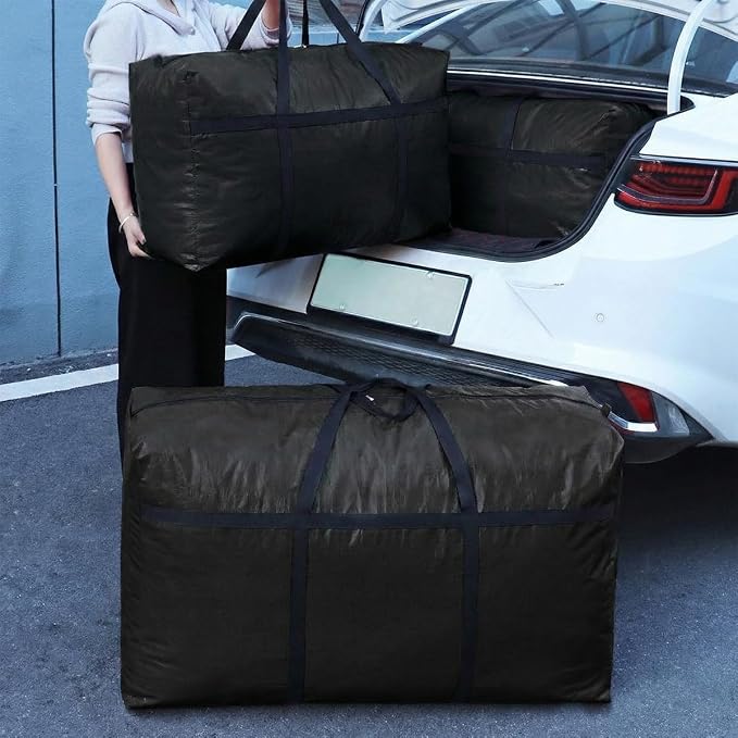 Extra-large Tarp Storage Bag (Black, 45Gal/170L) | Double Zipper, Moisture Resistant and Dustproof, Lightweight Foldable for Moving, Travel, Camping, and Seasonal Organization - Image 2