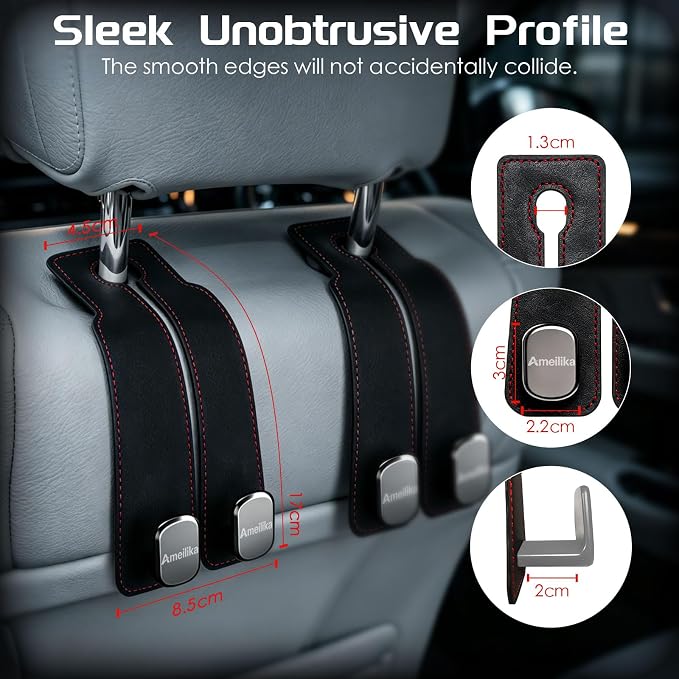 Car Headrest Hook, Brown, 2-Pack - Image 2
