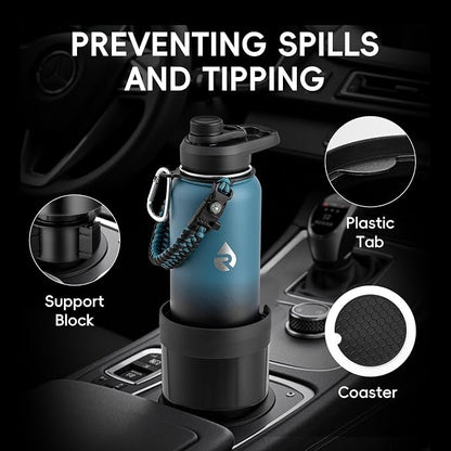 Car Cup Holder Expander with Adjustable Base, Cup Holder Insert for Car Compatible with Most 32/40 Oz Water Bottles 12 oz/24 oz Coffee Mugs Tumblers 3.4 to 3.78 in Diameter, 1 Pack Black - Image 3