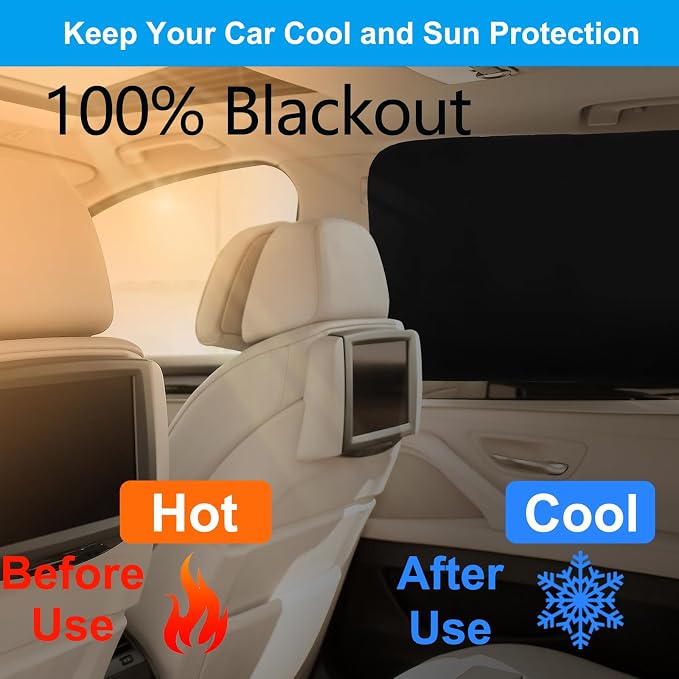 Ovege Blackout Car Window Curtains 4pcs Magnetic Privacy | 100% blackout, steel frame compatible, privacy for nursing pumping changing, 4pcs side windows shades, UV block - Image 4
