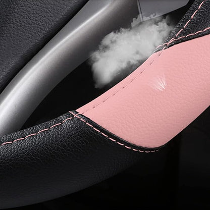 Leather Car Steering Wheel Cover, Universal Fit for Most Cars, Pink | Microfiber Leather,Non-Slip Breathable Auto Steering Wheel Protector - Image 5