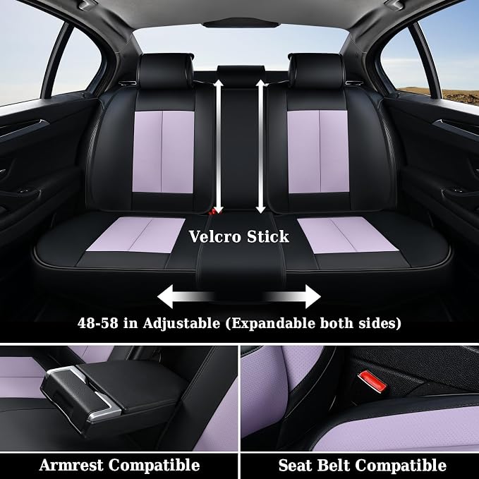 Coverado Car Seat Covers, Seat Covers for Cars, Waterproof Leather Auto Seat Protectors, Leather Car Seat Cushion, Car Interiors Accessories Universal Fit for Most Cars - Image 6