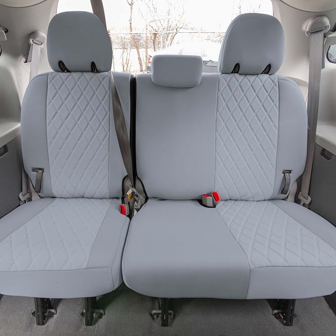 FH Group Custom Fit Car Seat Covers Specifically Made for 2011-2020 Toyota Sienna 7 Seater with Ultraflex Neoprene Water Resistant Automotive Seat Covers - Full Set Solid Gray - Image 7