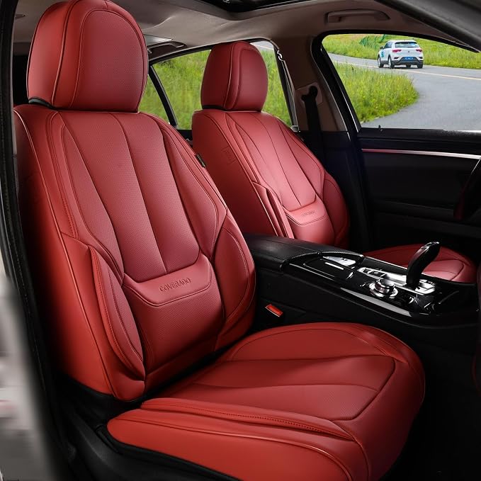 Coverado Car Seat Covers, Seat Covers for Cars, Waterproof Leather Auto Seat Protectors, Leather Car Seat Cushion, Car Interiors Accessories Universal Fit for Most Cars by COVERADOAUTO