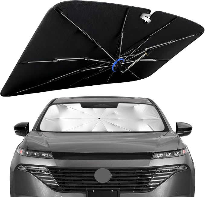 Windshield Sun Shade for Nissan Murano 2015-2026 with 360° Rotating Shaft | Custom Fit Umbrella Sunshade for UV Blocking, Interior Heat Protection, Easy Storage, UPF 50+ Cool Windshield Cover by Lonyaqui