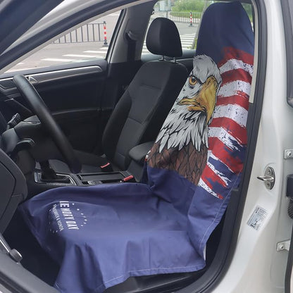 Car Seat Towel Covers Front Seats for Yoga,Gym,Workout,Sports,Running and Hiking,Automotive Washable Sweat Towels Seat Protector Cover Blanket for Cars Golf Trucks (American Flag Eagle, 1Pcs) - Image 3