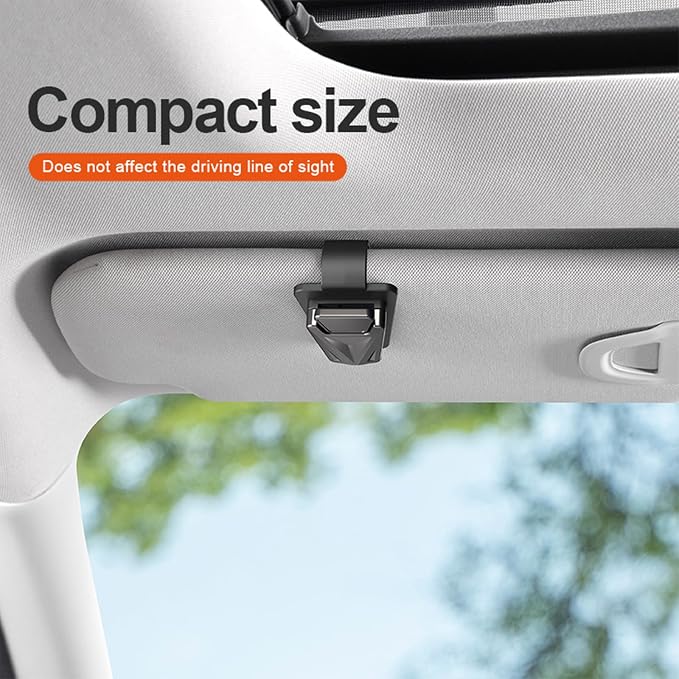 Sunglasses Holder for Car, Sun Visor Organizer Glasses Holder Clip | 2 Pack Metal One-Handed-Operation Sunglasses Holder for Car, Visor Glasses Case, Universal Car Eyeglass Storage Accessories - Image 7
