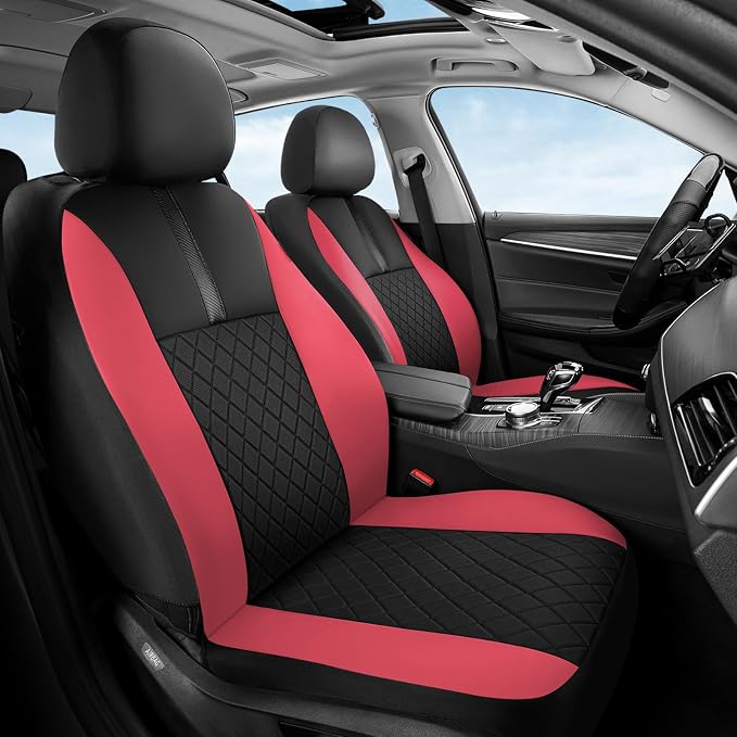 Coverado Car Seat Covers Front Pair, Automotive Leather Seat Covers for Car，Universal Fit Front Back Seat Cover, Non-Slip Waterproof Breathable Car Seat Protector by COVERADOAUTO