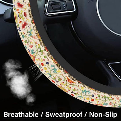 Steering Wheel Cover Neoprene Material Most Cars Men&Women Universal 15 inch Premium Non-Slip Spring Steering Wheel Protector Floral Car Accessories - Image 4