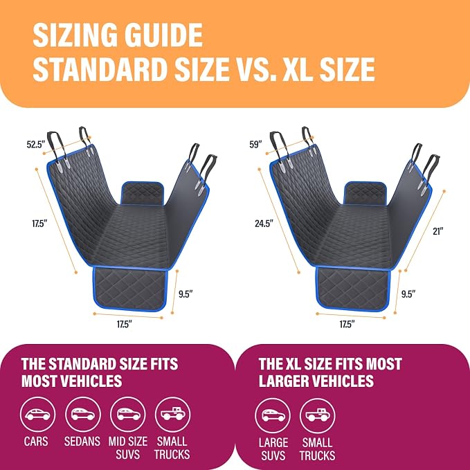 Blue Standard Dog Car Hammock Back Seat Cover, Waterproof Backseat Cover Protector for Truck Bench Rear of Sedans or SUVs, Essential Pet Supplies Vacuum or Wipe Clean, Machine Washable - Image 5