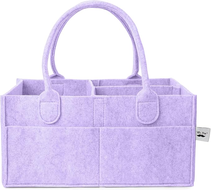Mr. Pen- Baby Diaper Caddy Organizer, lavender dream | Nursery Storage Bin and Car Organizer for Diapers and Baby Wipes by MrPen
