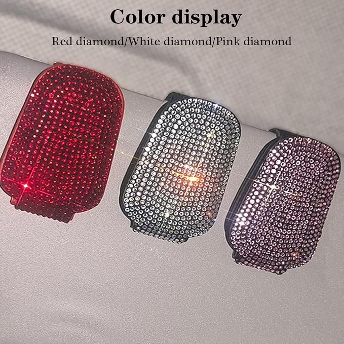 ACODABLEM Bling Car Glass Holder Sun Visor, Bling Crystal Rhinestone Sunglasses Magnetic Holder Mount Universal Eyeglasses Hanger Clip, Ticket Card Clip for Car, Car Sun Visor Accessories (Red) - Image 4