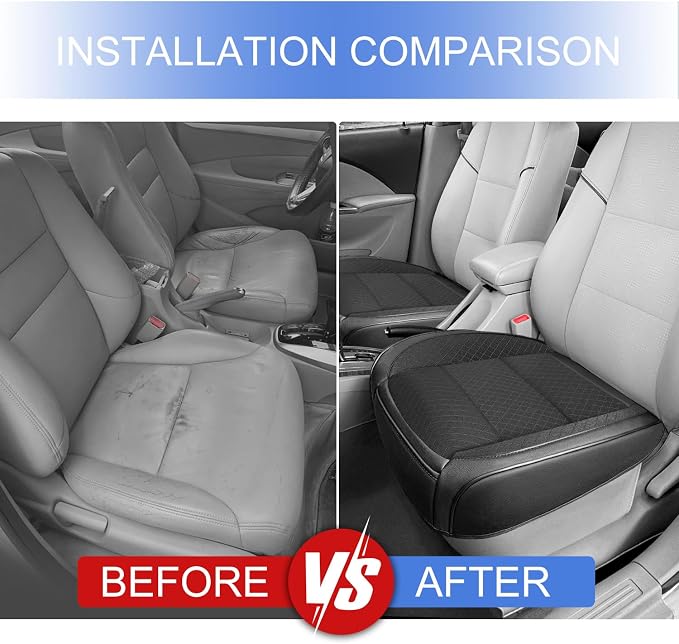 BEITK 2 Pack Black Ventilated Cooling Mesh Bottom Car Seat Covers | 3D Air Mesh, PU Leather, Breathable, with Storage pocket, Non-slip, Universal Fit for Car Truck SUV, Easy to Install - Image 6