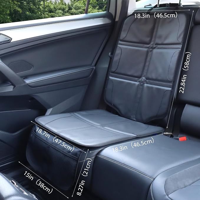 Car Seat Protector,Extra Thick Car Seat Covers Non-Slip Waterproof Mat Pad Leaving No Imprints Marks for Child Baby Pet Truck SUV Automobile (Black-A) - Image 4
