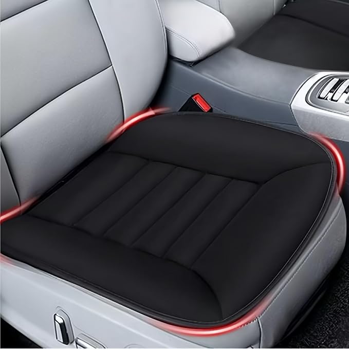 MYFAMIREA 2PCS Car Seat Cushion Pad 1.2" Thick Comfort Seat Protector for Car Driver Seat Office Chair Home Use Memory Foam Seat Cushion with Non Slip Bottom, 20'' x 18.5'', Black by MYFAMIREA