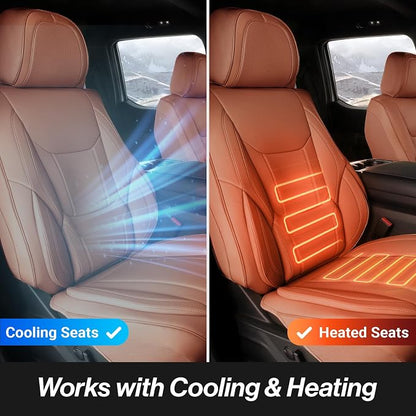 Coverland Custom SUV Car Seat Covers for 2025-2026 Subaru Forester | Premium Waterproof Faux Leather Non-Slip Memory Foam Airbag Compatible Custom Fit Interior Protector [Full Set-Camel Brown] - Image 5