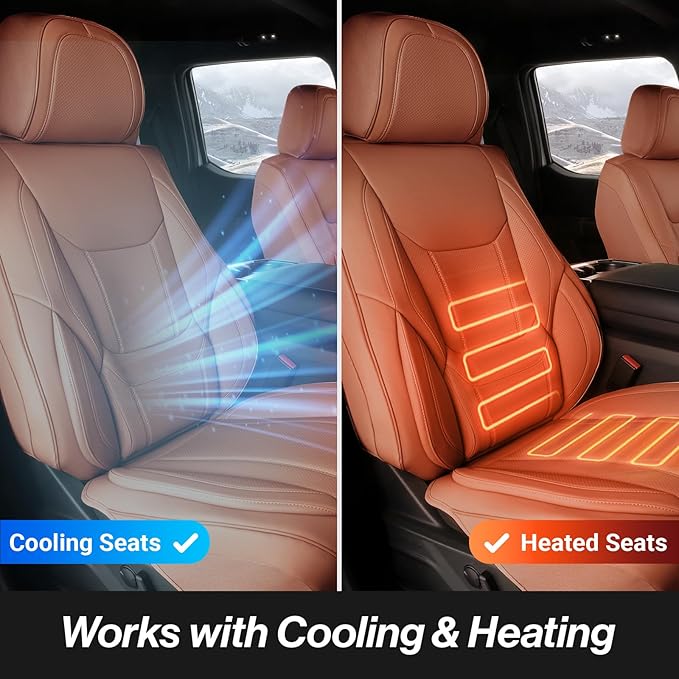 Coverland Custom SUV Car Seat Covers for 2009-2018 Subaru Forester | Premium Waterproof Faux Leather Non-Slip Memory Foam Airbag Compatible Custom Fit Interior Protector [Front Seat-Camel Brown] - Image 5