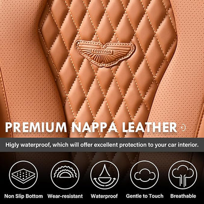 Coverado Seat Covers,Waterproof Seat Covers Front Seats, Brown Car Seat Cover, Luxury Front Car Seat Covers Leather Car Seat Protector, Automotive Car Seat Covers Universal Fit Most Cars - Image 6