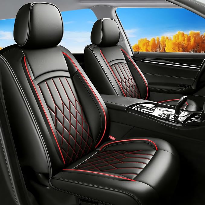 Fit for Tacoma Seat Covers Compatible with Toyota Tacoma 3rd gen 2016-2023 - Waterproof Breathable Leather Automotive Seat Cushions Protector,Airbag Compatible,Full Set 5 Seats(Redline) by Unknown