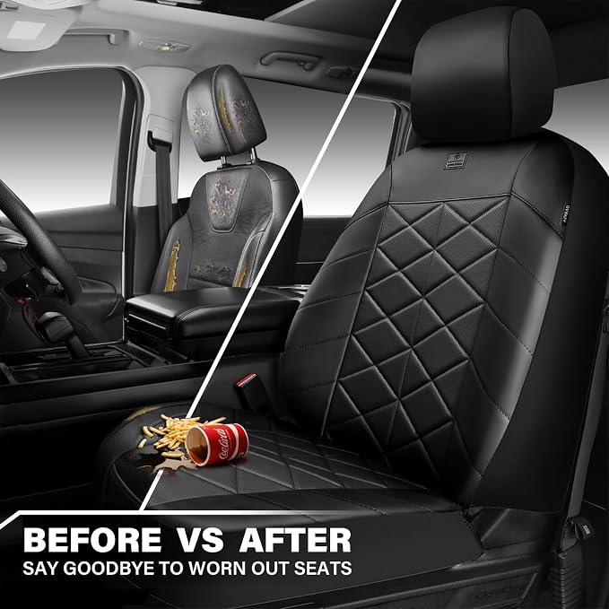 CAR PASS Memory Foam Leather Front Seat Covers, Perforated Nappa Leather Car Seat Covers Front Seats, Universal Fit for Cars, SUV, Trucks, Luxury Comfort Breathable, Thick 3D Foam Leather All Black - Image 5