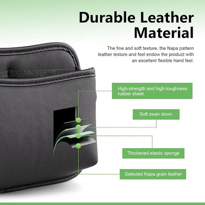 2 PCS Car Seat Side Storage Pocket, Leather Self-Adhesive Car Seat Storage Pouch, 5.94" x 7.44" Multifunctional Convenient Auto Organizer Bag for Phone Keys Sunglass & Wallet (Black) - Image 4