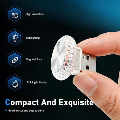 1 PC Mini USB LED Car Atmosphere Lamp, Round Crystal Plug-and-Play Car Ambient Light, Portable Personalized Auto Interior Decor Night Light, Universal for Most Cars, SUVs (Blue) - Image 4