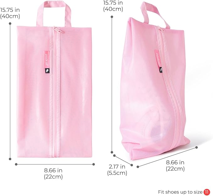 pack all Shoe Bag for Travel, Water-Resistant Shoe Pouch for Sports | Odor-Resistant, Dustproof, Portable, Soccer Cleats & Gym Storage, Fits Up to Size 11, 2 Pack, Pink - Image 5