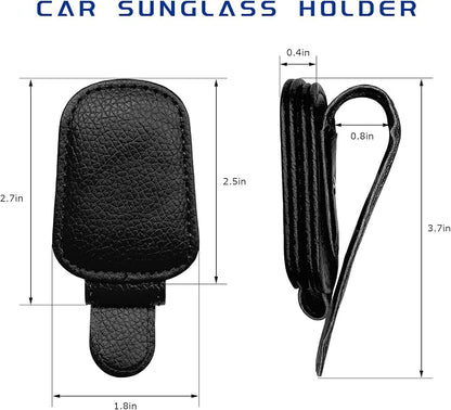 Sunglass Holder for Car, Magnetic Leather Glasses Holder Auto Ticket Card Clip, Sun Visor Eyeglass Hanger Interior Accessories for Sedan Truck SUV, Car Accessories (Black) - Image 2