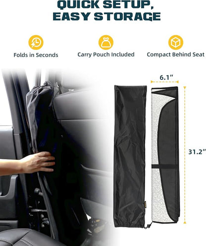 Trumgeta Upgraded Windshield Sun Shade Fit for Ford F-150 2021–2026, Complete UV Blocking Foldable Sunshade, Long-Lasting Interior Protector - Image 9