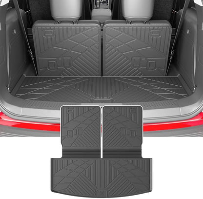 powoq 6&7 Seats Cargo Mat Trunk Mat Compatible with 2020-2026 Ford Explorer | Cargo Liner with Back Seat Protector TPE Replacement for 2020-2026 Ford Explorer Accessories (Trunk Mat with Backrest Mats) by powoq