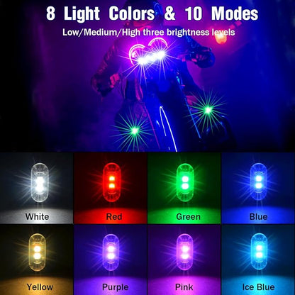 6PCS Wireless LED Strobe Lights with Remote Control, 8 Colors Rechargeable Led Lights Anti-Collision LED Emergency Warning Lights for Car Motorcycle Bike Drone Aircraft - Image 2