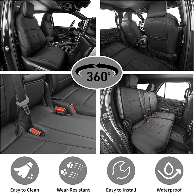 EKR Car Seat Covers Custom Fit for Toyota 4Runner(5 Seats) Full Set | for Toyota 4 Runner 2025-2026 Seat Covers for SUV,Full Wrap,Airbag Compatible,Waterproof Pet-resistant,Neoprene(Black) - Image 3