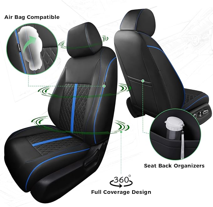 RIDEPOSH Custom Fit Seat Covers for Honda Civic 2022-2026 | Sedan EX 2022-2026, Sport 2025 2026, Faux Leather, 60/40 Split Rear, Rear Armrest, Waterproof, Airbag Compatible, Full Set - Image 3