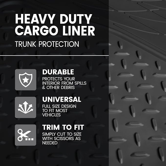Heavy Duty Cargo Liner Floor Mat-All Weather Trunk Protection, Trimmable to Fit & Durable HD Rubber Protection for Car SUV Sedan Auto - Image 2