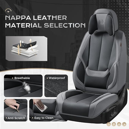Coverado Car Seat Covers, Seat Covers for Cars, Waterproof Leather Auto Seat Protectors, Leather Car Seat Cushion, Car Interiors Accessories Universal Fit for Most Cars - Image 2