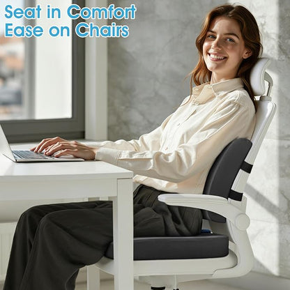 CushZone X-Large Seat Cushion and Lumbar Support Pillow for Office, Grey | Thick Memory Foam for Sciatica Pain Relief & Posture Correction, Non-Slip Chair Cushions for Car, Wheelchair and Travel - Image 7