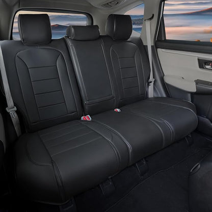 Lolcar CRV Seat Covers Custom Fit for Honda CRV 2017 2018 2019 2020 2021 2022,Leather Car Seat Cover Full Set for Trucks SUV,Waterproof Car Seat Cushion,Faux Leather (Black) - Image 2