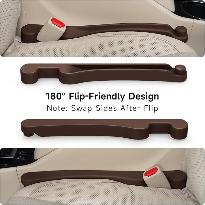 Givifive Car Seat Gap Filler Organizer 2Pack Soft Foam 3IN1 Multifunctional | Seat Side Gap Strip with Slot & Hook Universal Fit Car SUV Truck Fill The Gap Between Seat & Console (Narrow Dark brown) - Image 6