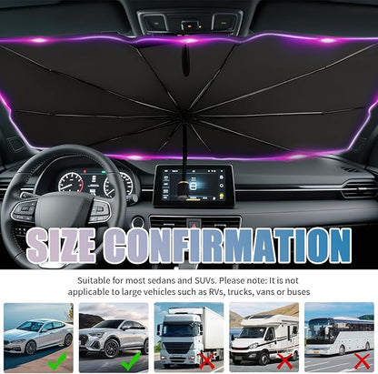 Car Windshield Sun Shade,Foldable Sun Shade for Car Windshield for Blocking Sunlight,Titanium Silver Windshields Umbrella Suns Shades for Cars with Storage Pouch - Image 7