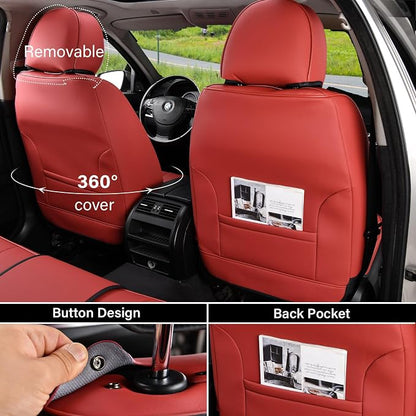 Coverado Car Seat Covers, Seat Covers for Cars, Waterproof Leather Auto Seat Protectors, Leather Car Seat Cushion, Car Interiors Accessories Universal Fit for Most Cars - Image 2