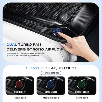 Coverado Cooling Car Seat Cushion, Ventilated Seat Cover with 2 Turbo Fans, Cooling Car Seat Covers Cooled Seat Pad Universal Fit for Most Car SUV Truck, Black - Image 4