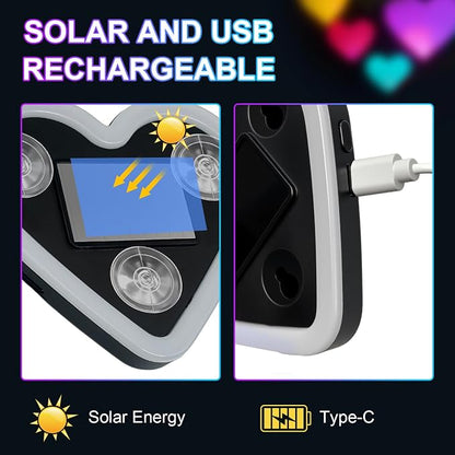 Heart-Shaped LED Neon Solar USB Rechargeable 2-Pack Blue Car | 40 High-Brightness Wireless Led Lights for Car, 5 Modes Suction Cups Easy Mount for Auto Interior Bedroom Decor Gift - Image 6