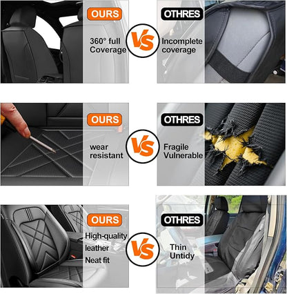 Stinger Car Seat Covers Custom Fit for Kia Stinger 2018-2023, Premium Full Coverage Leather Automotive Seat Protectors, All Seasons Waterproof Breathable, Airbag Compatible, 2 Front Seats Black - Image 5