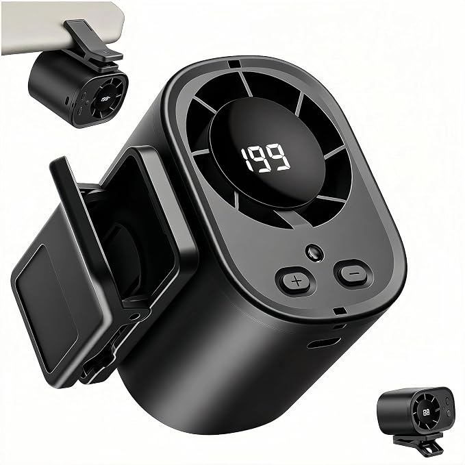 Car Clip On Fan,Portable Cooling Fan for Car with LED Display,360° Rotating Mini Fan,199 Speed Settings,USB Rechargeable 1500mAh Backseat Fan for Cars Without AC, Stroller,Office, Camping by GcwJovialite