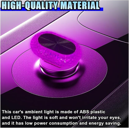2PCS USB LED Car Interior Night Light, Crystal Mini Decoration Neno Ambient Light Car Interior Atmosphere Lamp, Plug-in USB Interface Auto Trunk Ambient Lighting Kit Universal for Cars (Pink/Purple) - Image 3