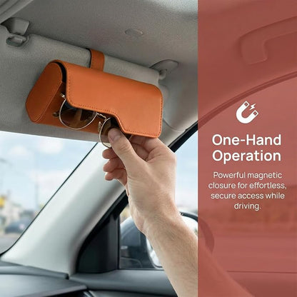 Sunglass Holder for Car Visor, Eyeglass Storage Case (Orange) | Vehicle Eyeglass Hanger Protective Storage Case, Automotive Interior Sun Visor Glasses Organizer Box, Universal Fit - Image 5